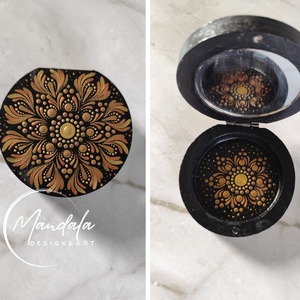 Mandala mintás ékszertartó dobozka tükörrel arany színekben - Meska.hu