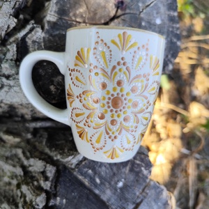 Cappuccino bögre mandala mintával arany, pezsgő,bronz - Meska.hu