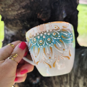 Cappuccino bögre mandala mintával  - otthon & életmód - konyhafelszerelés, tálalás - tálalás - bögre & csésze - Meska.hu