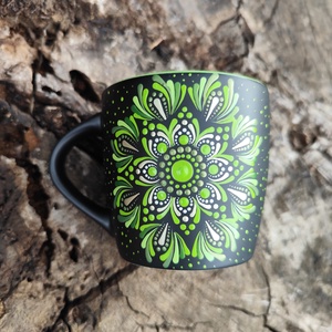 Mandala mintás bögre zöld belsővel  - Meska.hu