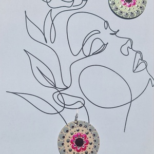 Mandala pontozott fa-akril fülbevaló 5cm hand made egyedi új (III), Ékszer, Fülbevaló, Lógós kerek fülbevaló, Festett tárgyak, Ékszerkészítés, MESKA