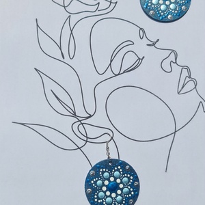 Mandala pontozott fa-akril fülbevaló 5cm hand made egyedi új (V), Ékszer, Fülbevaló, Lógós kerek fülbevaló, Festett tárgyak, Ékszerkészítés, MESKA