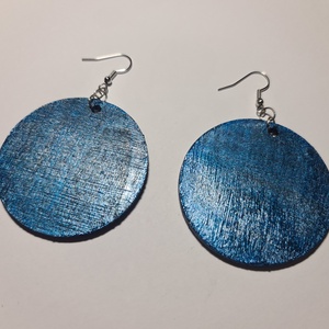 Mandala pontozott fa-akril fülbevaló 5cm hand made egyedi új (V) - ékszer - fülbevaló - lógós kerek fülbevaló - Meska.hu