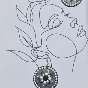 Mandala pontozott fa-akril fülbevaló 5cm hand made egyedi új (VI), Ékszer, Fülbevaló, Lógós kerek fülbevaló, Festett tárgyak, Ékszerkészítés, MESKA