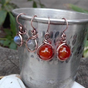 Labradorit réz  fülbevaló - ékszer - fülbevaló - lógó fülbevaló - Meska.hu