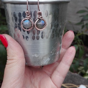 Labradorit réz  fülbevaló - ékszer - fülbevaló - lógó fülbevaló - Meska.hu