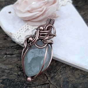 Aquamarine réz nyaklánc - ékszer - nyaklánc - medálos nyaklánc - Meska.hu