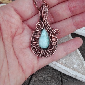 Larimar réz nyaklánc - ékszer - nyaklánc - medálos nyaklánc - Meska.hu
