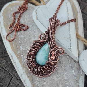 Larimar réz nyaklánc - Meska.hu