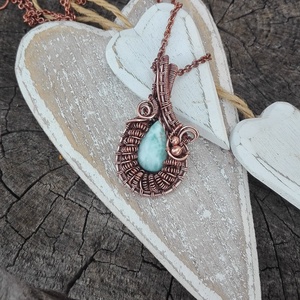 Larimar réz nyaklánc - ékszer - nyaklánc - medálos nyaklánc - Meska.hu