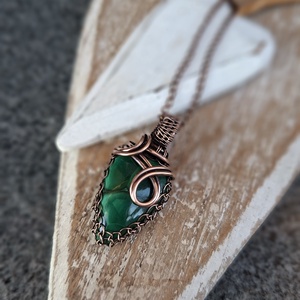 Erdő - malachit réz nyaklánc - ékszer - nyaklánc - medálos nyaklánc - Meska.hu