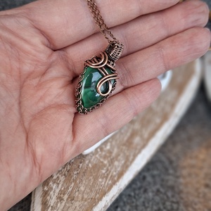 Erdő - malachit réz nyaklánc - ékszer - nyaklánc - medálos nyaklánc - Meska.hu