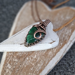 Erdő - malachit réz nyaklánc - ékszer - nyaklánc - medálos nyaklánc - Meska.hu