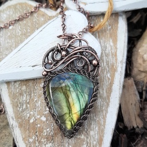 Természet - labradorit réz nyaklánc - ékszer - nyaklánc - medálos nyaklánc - Meska.hu