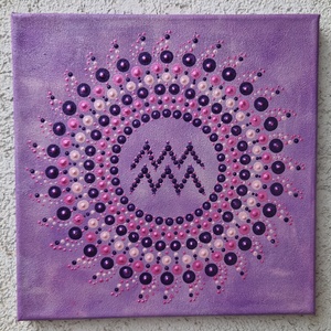 Egyedi vízöntő jeles mandala, 24x24 cm., Otthon & Életmód, Dekoráció, Kép & Falikép, Vászonkép, Festészet, MESKA
