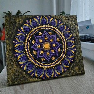 Mandala vászonkép 25x30 cm-es , Otthon & Életmód, Dekoráció, Fali és függő dekoráció, Falra akasztható dekor, Festészet, MESKA