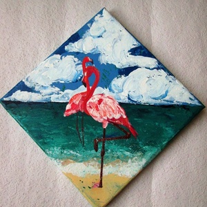 Flamingók - akril festmény - Meska.hu