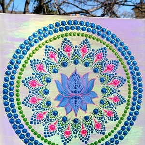 Kék lótusz Mandala , Otthon & Életmód, Dekoráció, Spiritualitás, Mandala, Festészet, MESKA