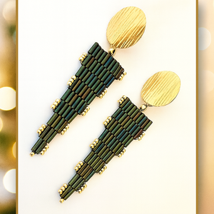 Szalma háromszög, Ékszer, Fülbevaló, Lógó fülbevaló, Ékszerkészítés, MESKA