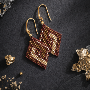 Bordó-arany fülbevaló, Ékszer, Fülbevaló, Lógó fülbevaló, Ékszerkészítés, MESKA