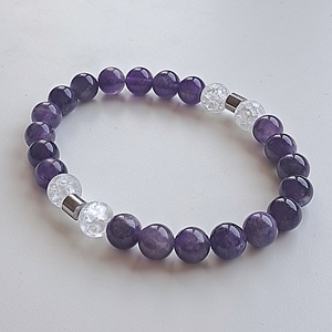 Ametiszt-hegyikristály karkötő - Meska.hu