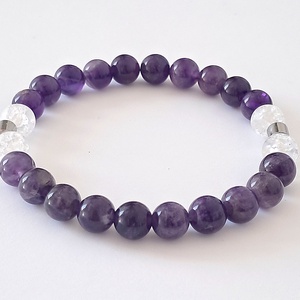 Ametiszt-hegyikristály karkötő - ékszer - karkötő - ásványkarkötő - Meska.hu
