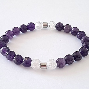 Ametiszt-hegyikristály karkötő - ékszer - karkötő - ásványkarkötő - Meska.hu