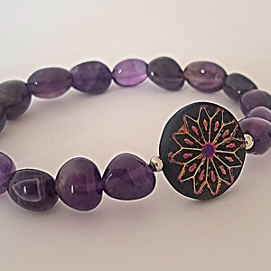 Ametiszt karkötő - ékszer - karkötő - ásványkarkötő - Meska.hu