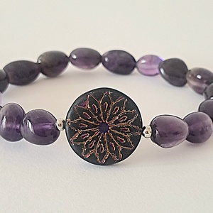 Ametiszt karkötő - ékszer - karkötő - ásványkarkötő - Meska.hu