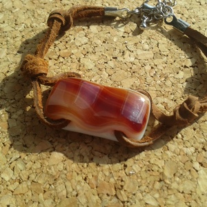 Barna csíkos karkötő - ékszer - karkötő - Meska.hu