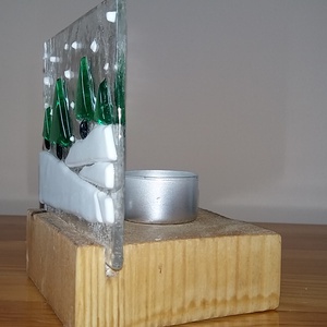 Fenyős havas táj mécsestartó - karácsony - karácsonyi lakásdekoráció - karácsonyi illatgyertya, mécses - Meska.hu