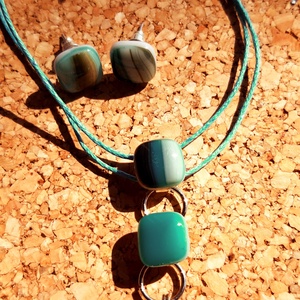 Tengerpart füzér  medál és füli, Ékszer, Ékszerszett, Ékszerkészítés, Üvegművészet, MESKA