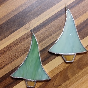 Fenyők, Karácsony, Adventi díszek, Adventi ablakdekoráció, Üvegművészet, MESKA