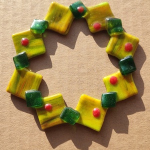 Karácsonyi koszorú, Karácsony, Adventi díszek, Adventi ajtódísz, Üvegművészet, MESKA