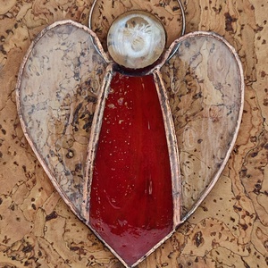 Angyalka szív, Karácsony, Karácsonyi lakásdekoráció, Karácsonyi ablakdíszek, ablakmatricák, Üvegművészet, MESKA