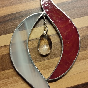 Piros fehér ablakdísz - karácsony - adventi díszek - adventi ablakdekoráció - Meska.hu