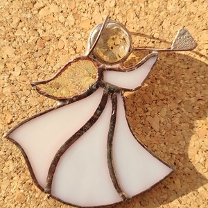 Harsonás angyal , Karácsony, Adventi díszek, Adventi ablakdekoráció, Üvegművészet, MESKA