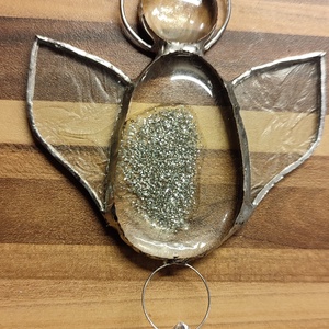 Csillogó angyal kristállyal, Karácsony, Adventi díszek, Adventi ajtódísz, Üvegművészet, MESKA