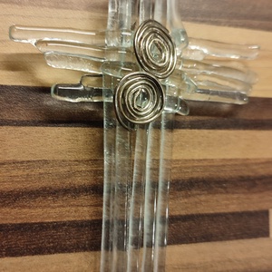 Áttetsző üveg kereszt  - karácsony - karácsonyi lakásdekoráció - karácsonyi ajtódíszek - Meska.hu