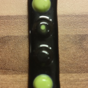 Fekete zöld pöttyös medál - ékszer - nyaklánc - medál - Meska.hu