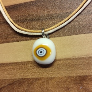 Pici sárga körös  - ékszer - nyaklánc - medál - Meska.hu