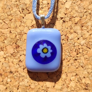 Kék virágos  medál, Ékszer, Nyaklánc, Medál, Ékszerkészítés, Üvegművészet, MESKA