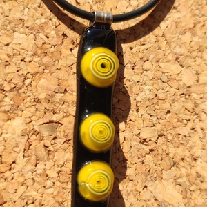 Sárga körök medál, Ékszer, Nyaklánc, Medál, Ékszerkészítés, Üvegművészet, MESKA