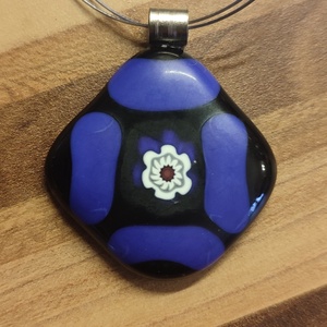 Kék virág medál, Ékszer, Nyaklánc, Medál, Ékszerkészítés, Üvegművészet, MESKA