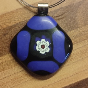 Kék virág medál - ékszer - nyaklánc - medál - Meska.hu
