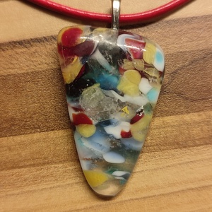 Színes háromszög medál, Ékszer, Nyaklánc, Medál, Ékszerkészítés, Üvegművészet, MESKA