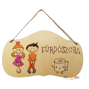 Pirogravírozott fürdőszoba képecske, Otthon & Életmód, Fürdőszoba, Fürdőszobai dekoráció, Gravírozás, pirográfia, MESKA