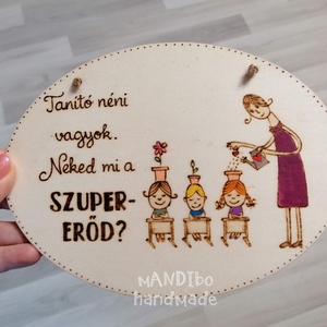 Pirogravírozott képecske tanítónéninek, óvónéninek - otthon & életmód - dekoráció - ajtó- és ablak dekoráció - ajtódísz & kopogtató - Meska.hu
