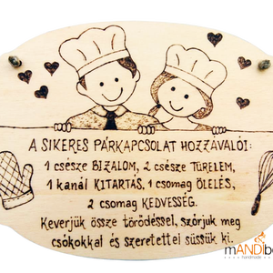 Párkapcsolat hozzávalói pirogravírozott kép Valentinnapra, évfordulóra, Otthon & Életmód, Dekoráció, Ajtó- és ablak dekoráció, Ajtódísz & Kopogtató, Gravírozás, pirográfia, MESKA