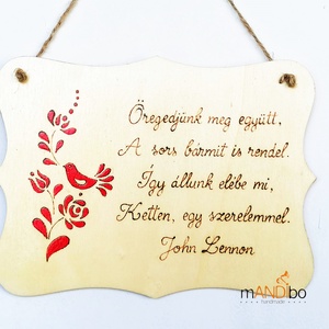 Öregedjünk meg együtt idézetes magyaros mintás pirogravírozott kép Valentinnapra, évfordulóra, Otthon & Életmód, Dekoráció, Ajtó- és ablak dekoráció, Ajtódísz & Kopogtató, Gravírozás, pirográfia, MESKA
